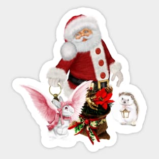 Santa Claus with little bunny Sticker